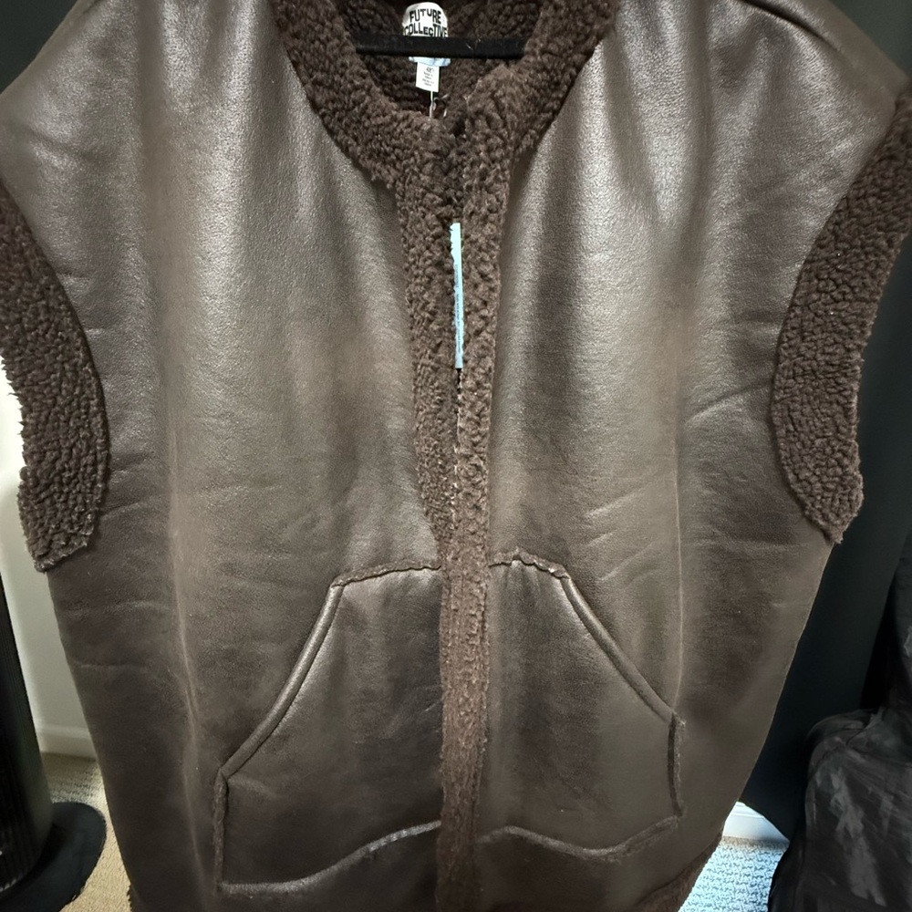 Brown Sherpa-Lined Vest